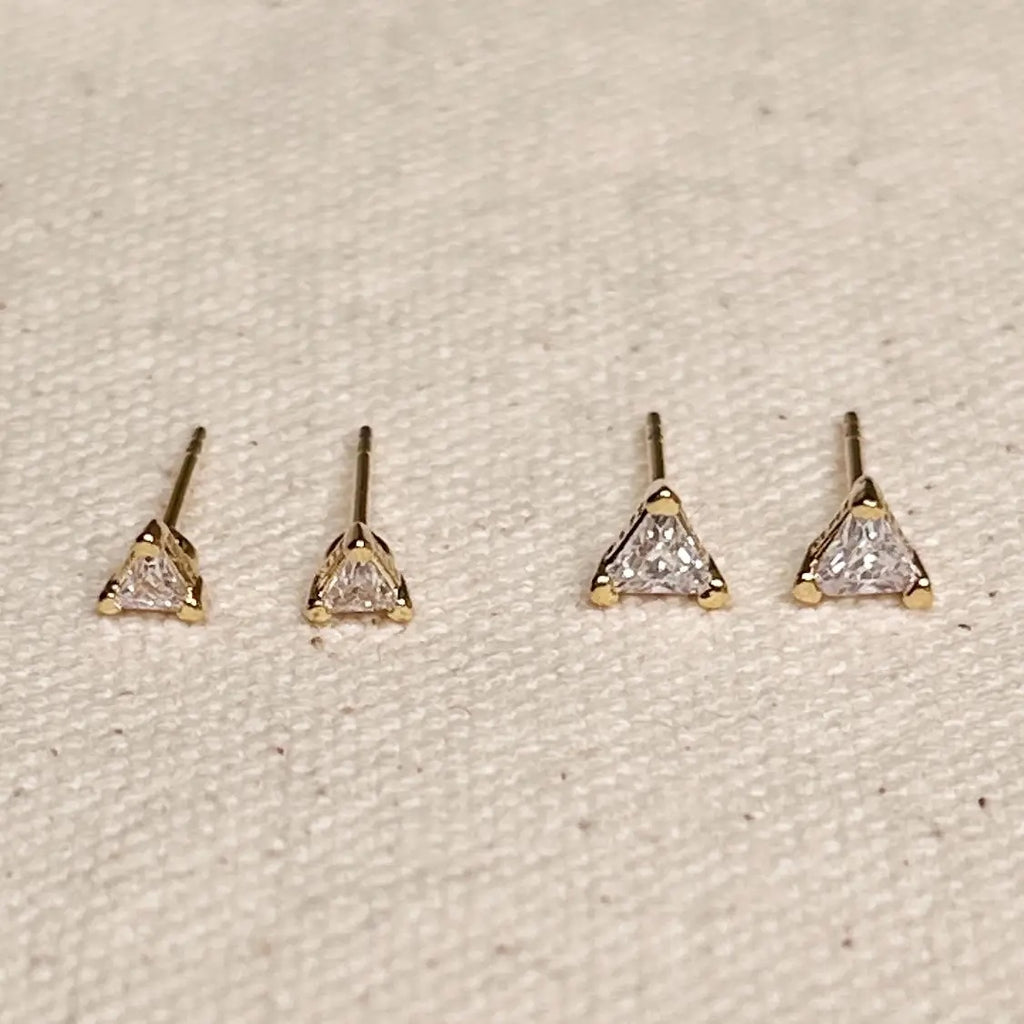 Mini Gold & CZ Triangle Stud