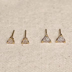 Mini Gold & CZ Triangle Stud