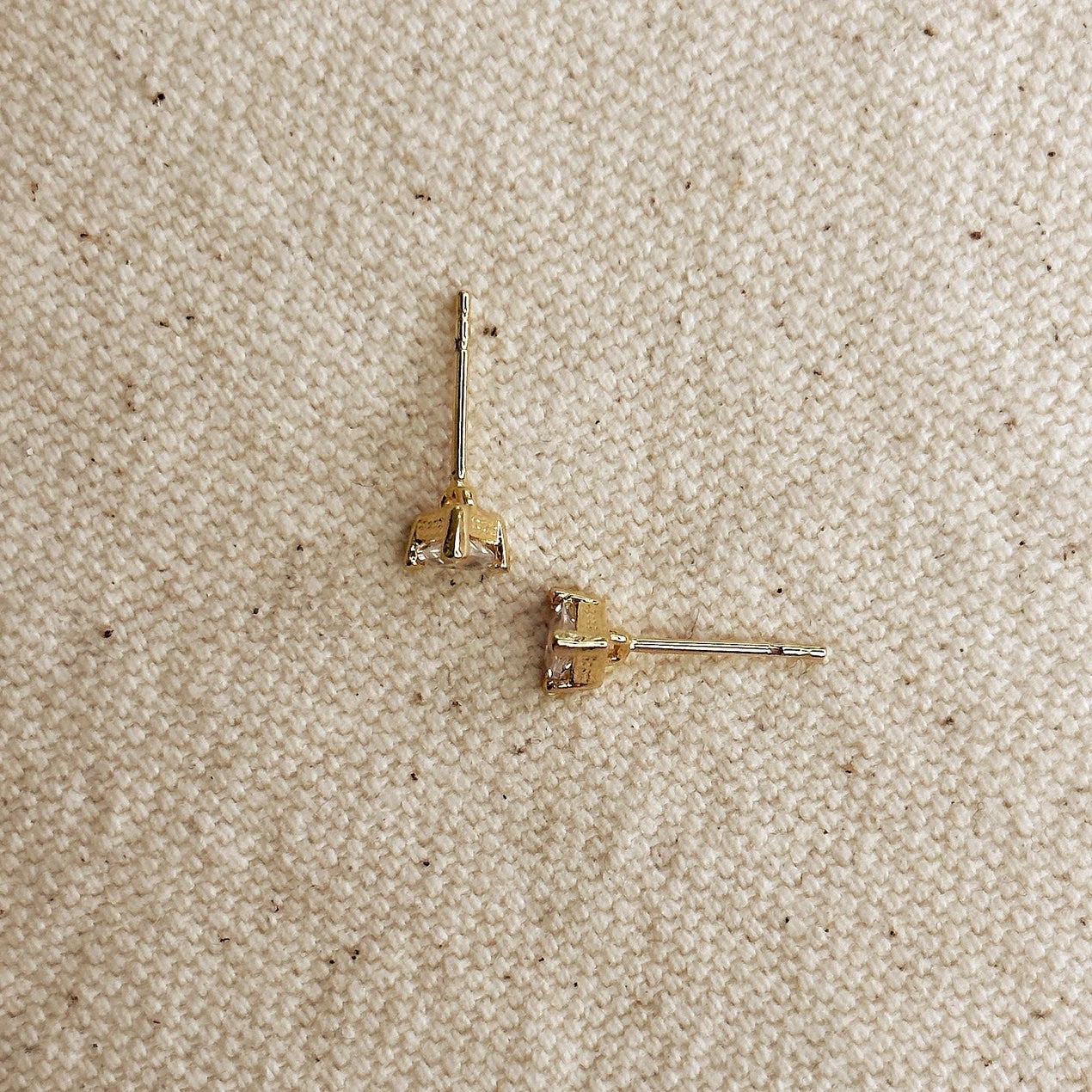Mini Gold & CZ Triangle Stud