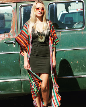 V Cotton Slip Dress || Dark Olive