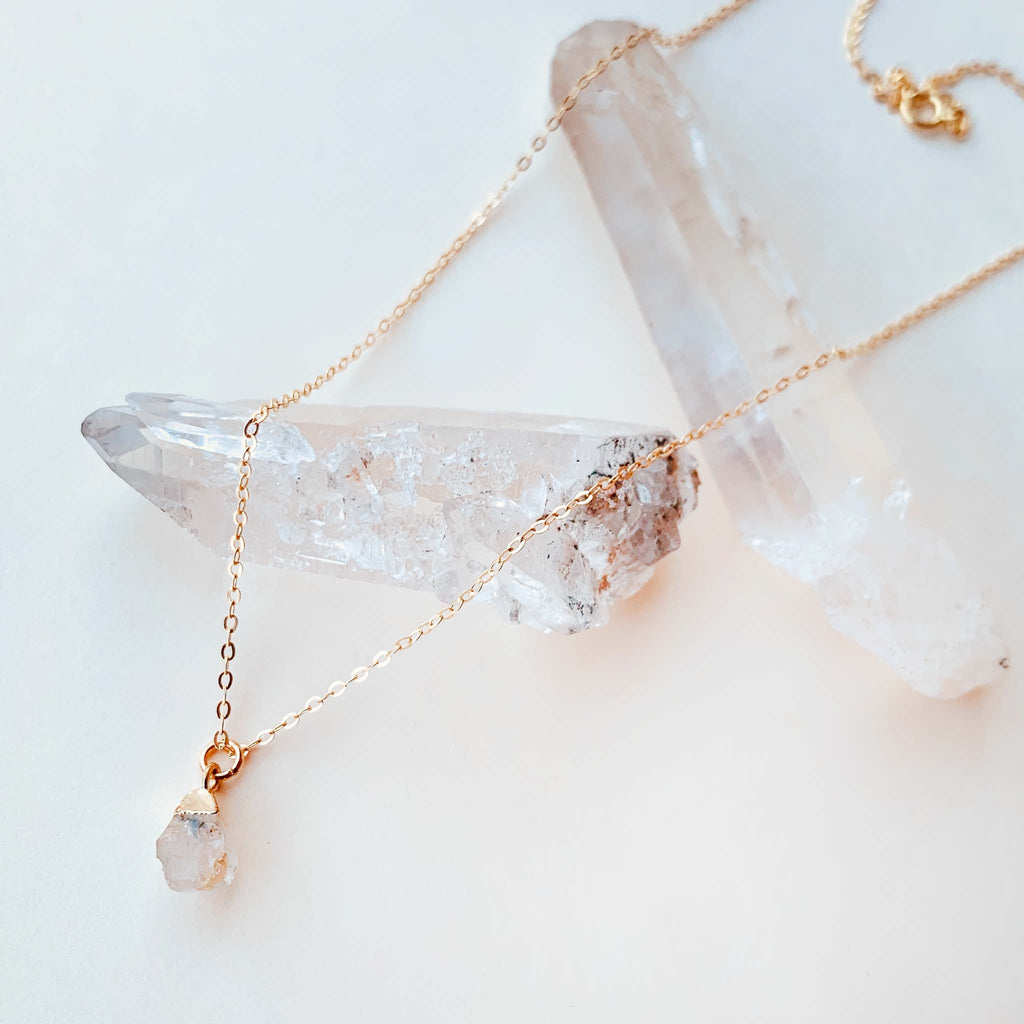 Rough-Cut Gemstone Gold Necklace