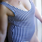 Nola Low Back One-Piece || Birds & Stripes (Fully Reversible)