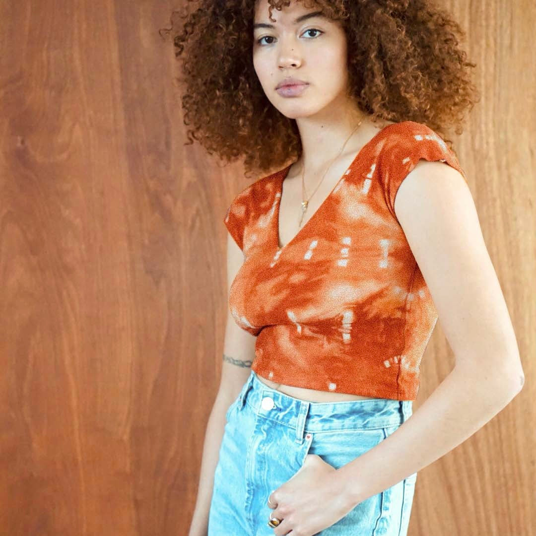 V Cotton Crop Top || Nirvana || Rust