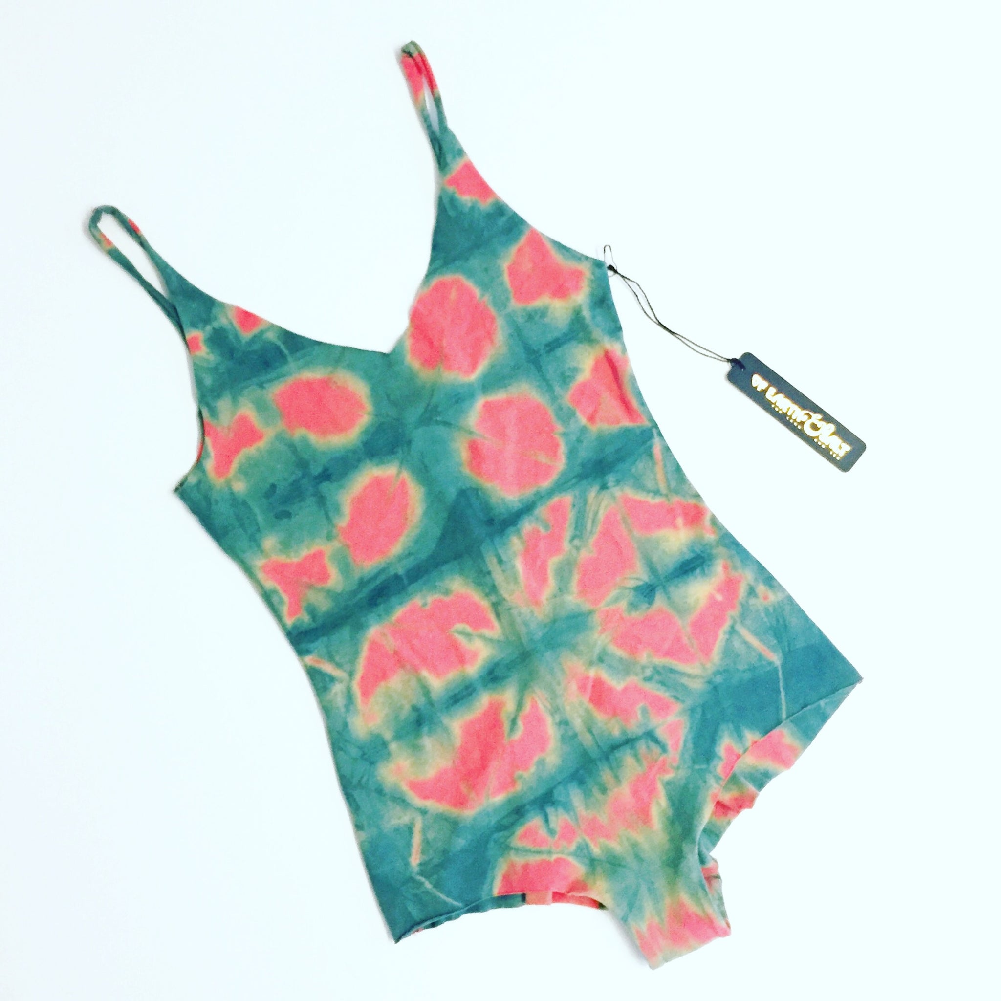 Sola Onesie || Shibori Diamonds || Coral Indigo