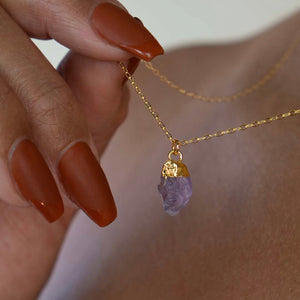Rough-Cut Gemstone Gold Necklace