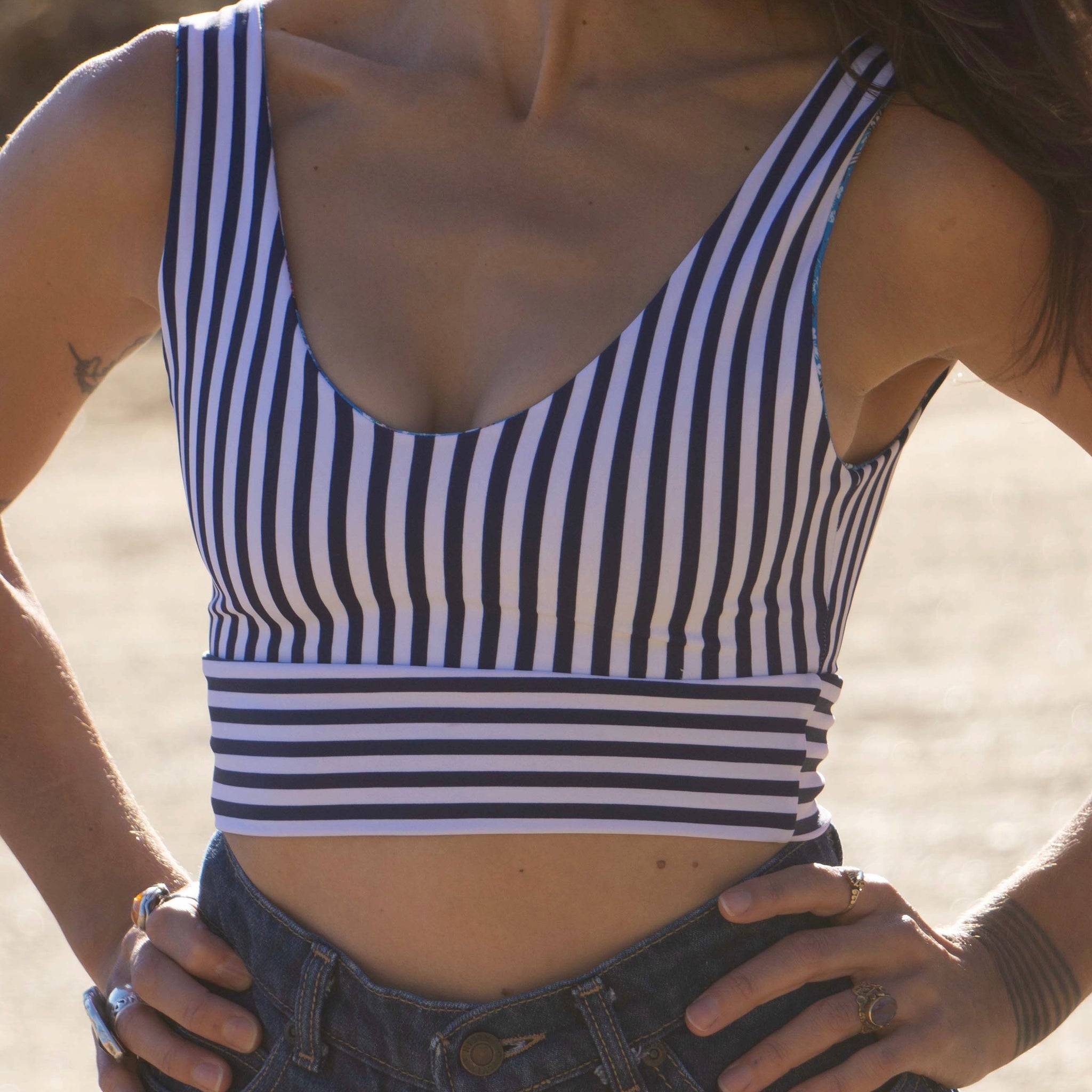 Swim Crop Tank || Birds & Stripes