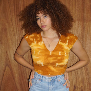 V Cotton Crop Top || Nirvana || Bronze