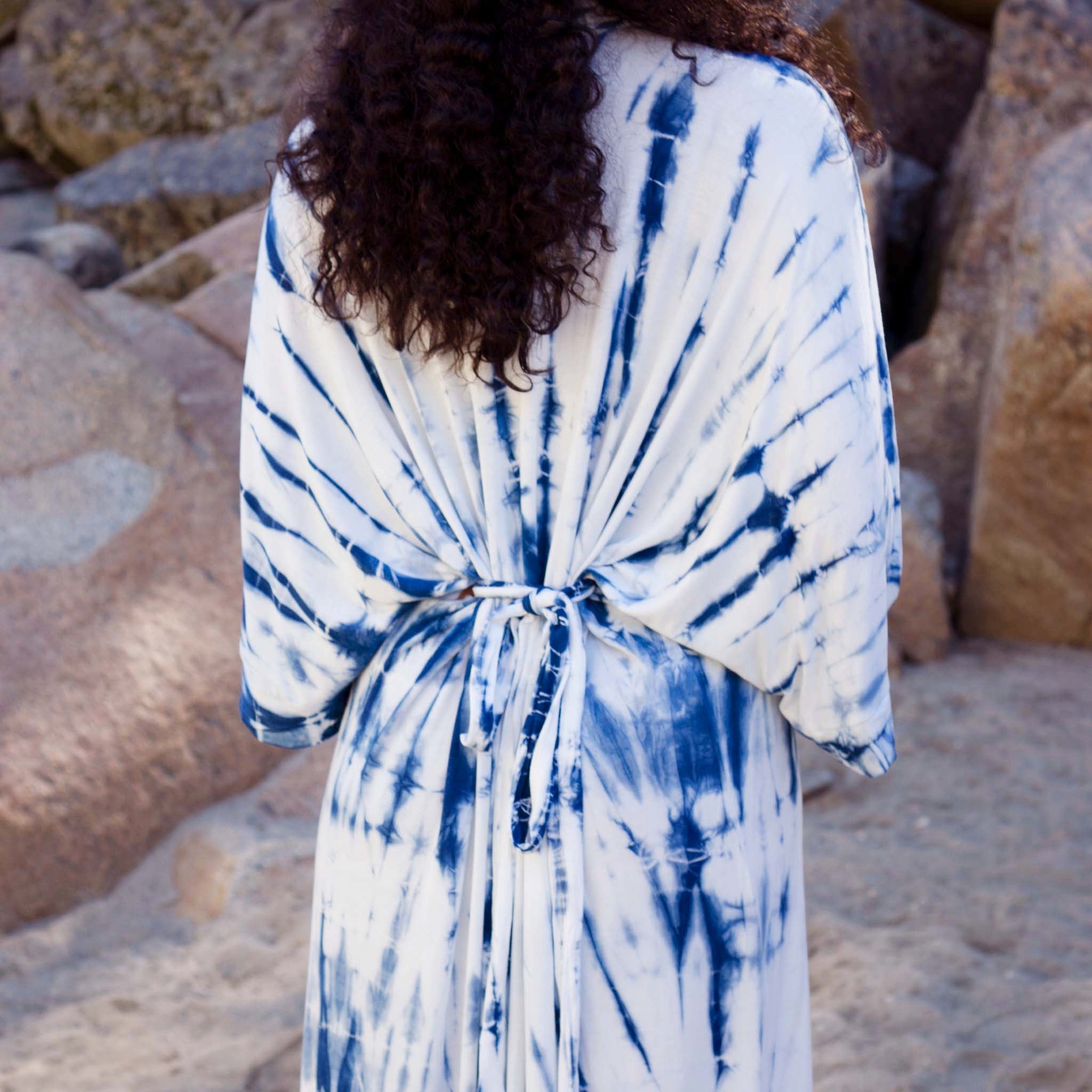 Hand-Dyed River Caftan || Indigo Dye