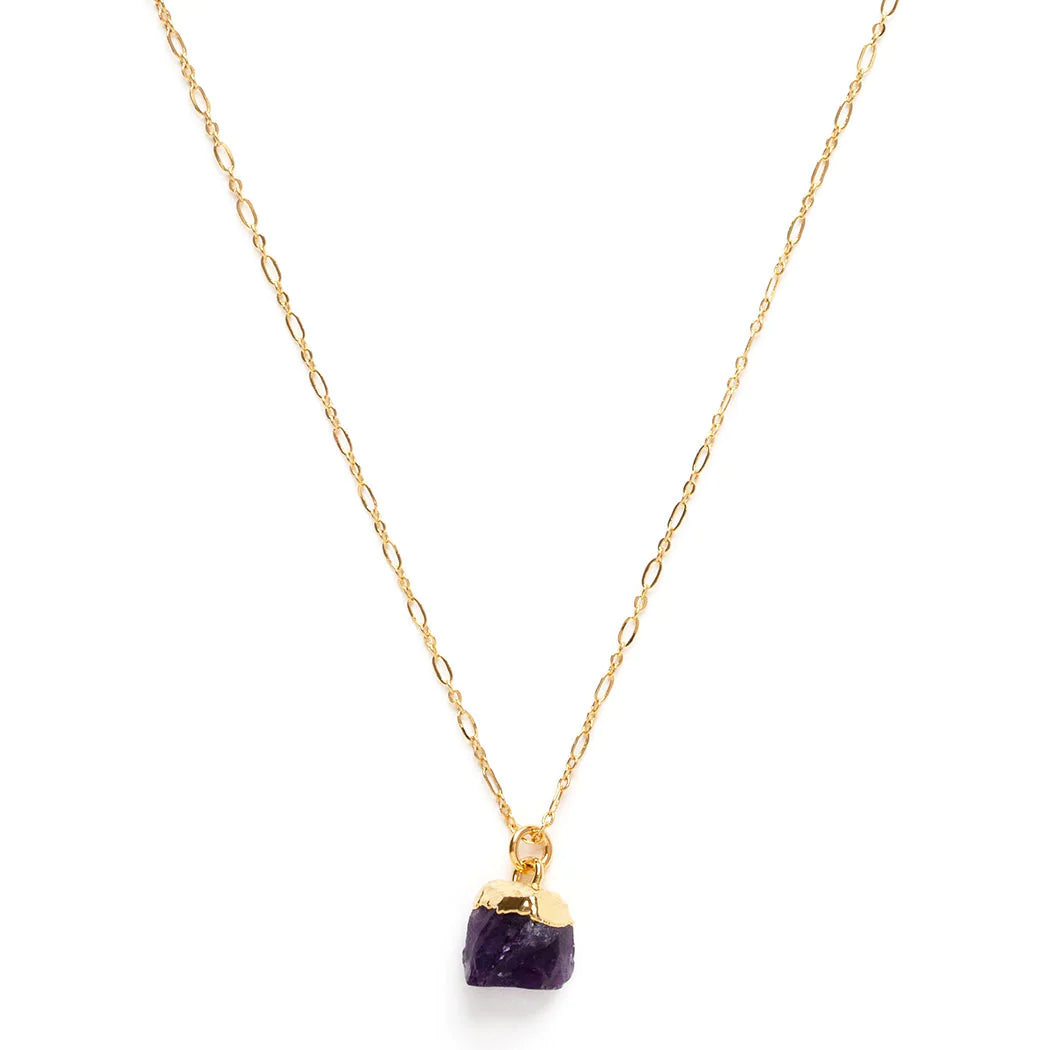 Rough-Cut Gemstone Gold Necklace