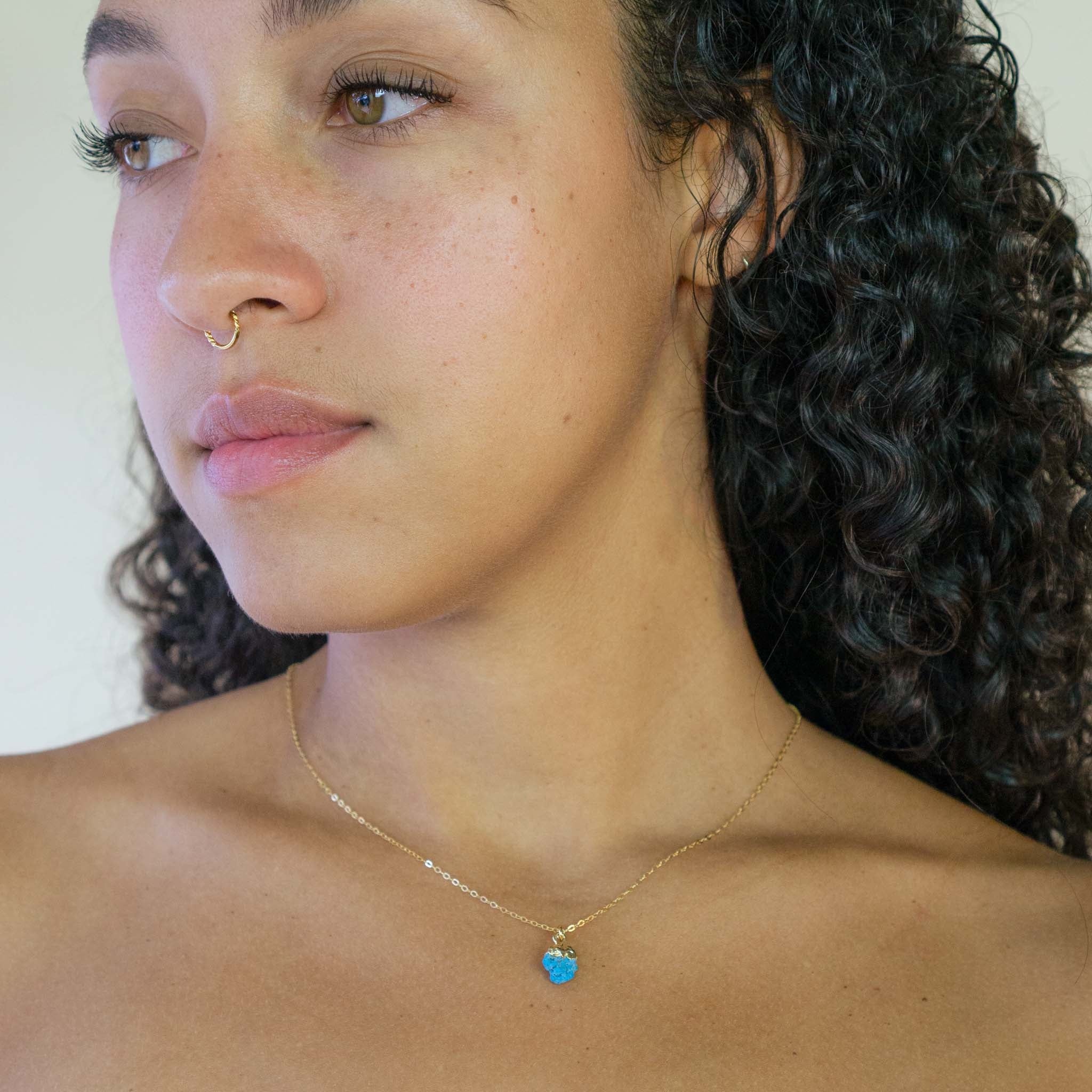 Rough-Cut Gemstone Gold Necklace