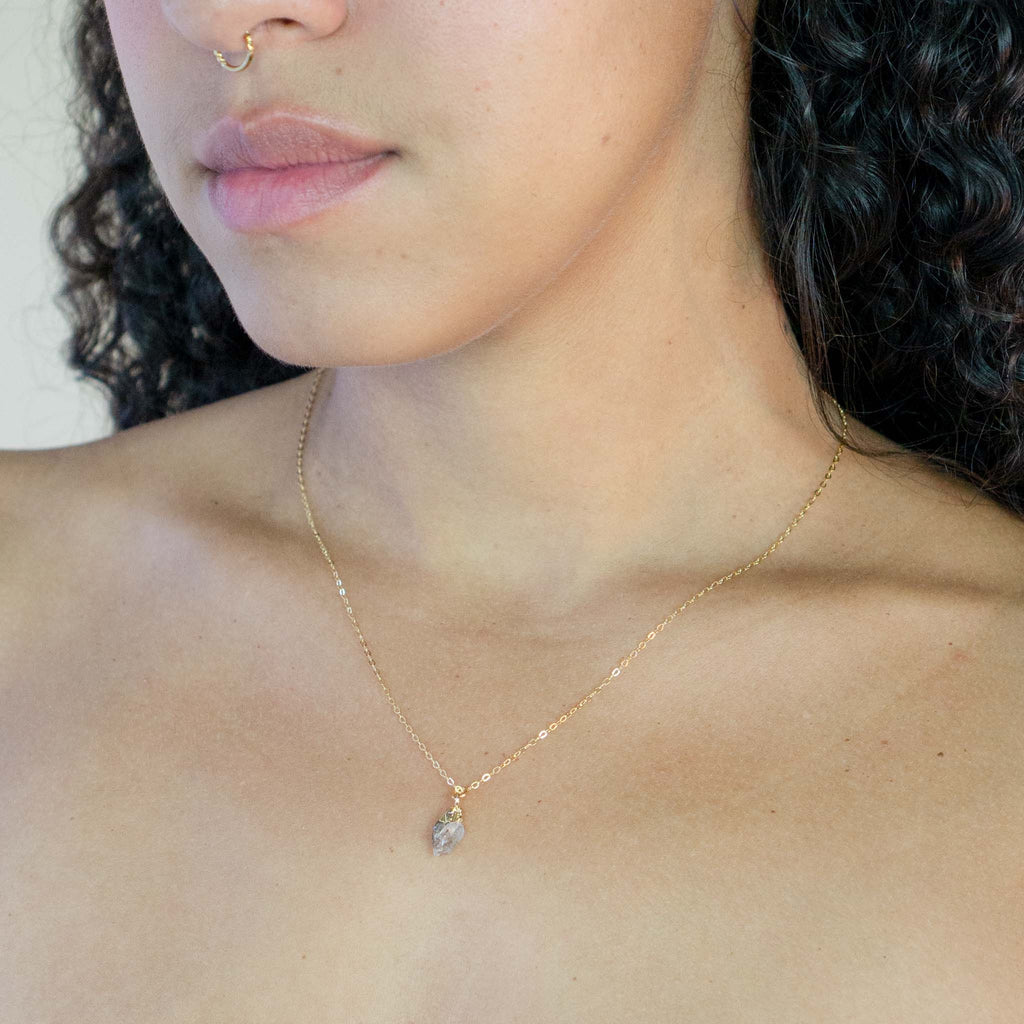 Rough-Cut Gemstone Gold Necklace