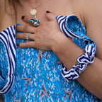 Nola Low Back One-Piece || Birds & Stripes (Fully Reversible)