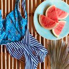 Nola Low Back One-Piece || Birds & Stripes (Fully Reversible)