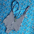Nola Low Back One-Piece || Birds & Stripes (Fully Reversible)