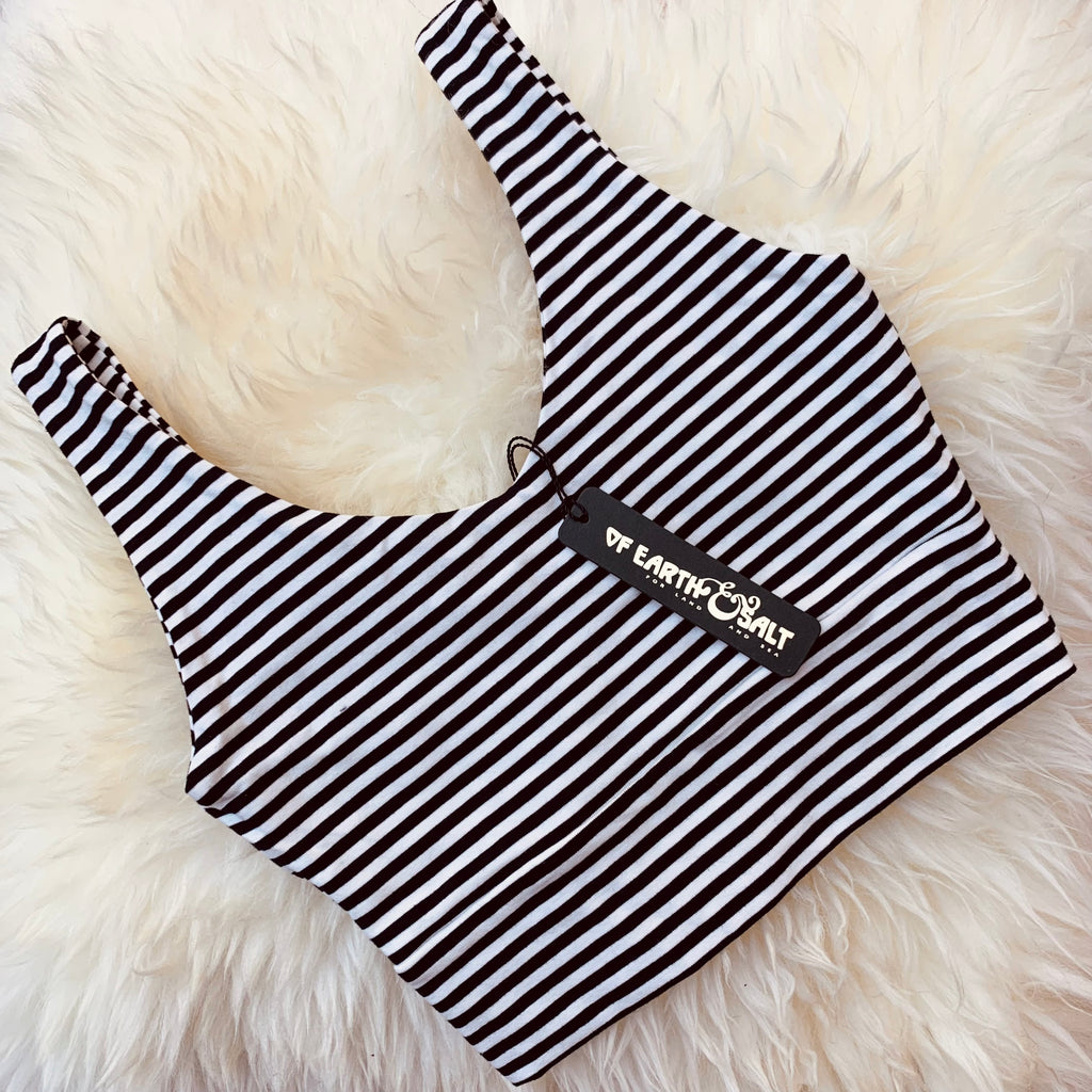 Crop Tank || Cream & Black Stripe