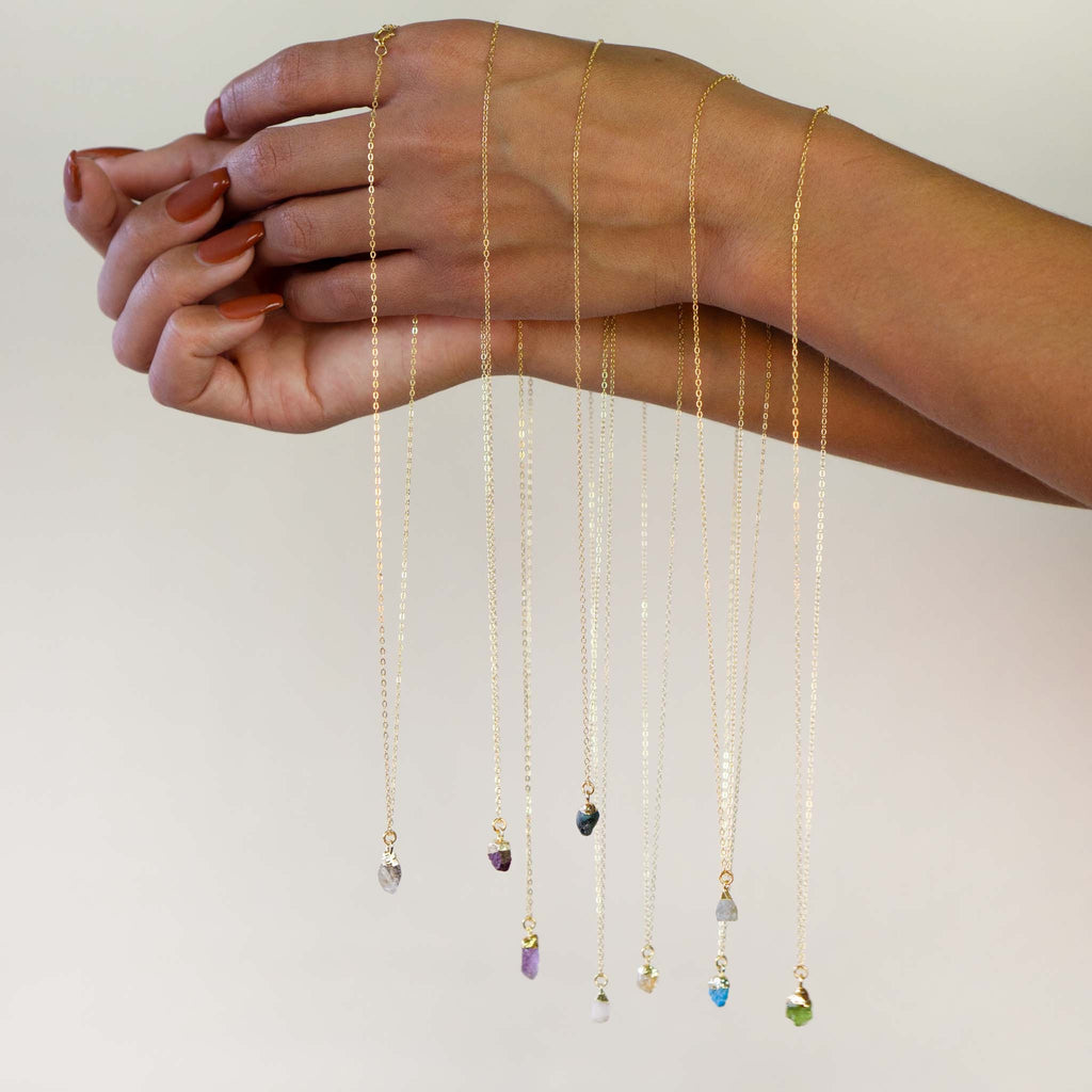 Rough-Cut Gemstone Gold Necklace
