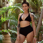 Classic High Waisted Swim Bottoms || Black