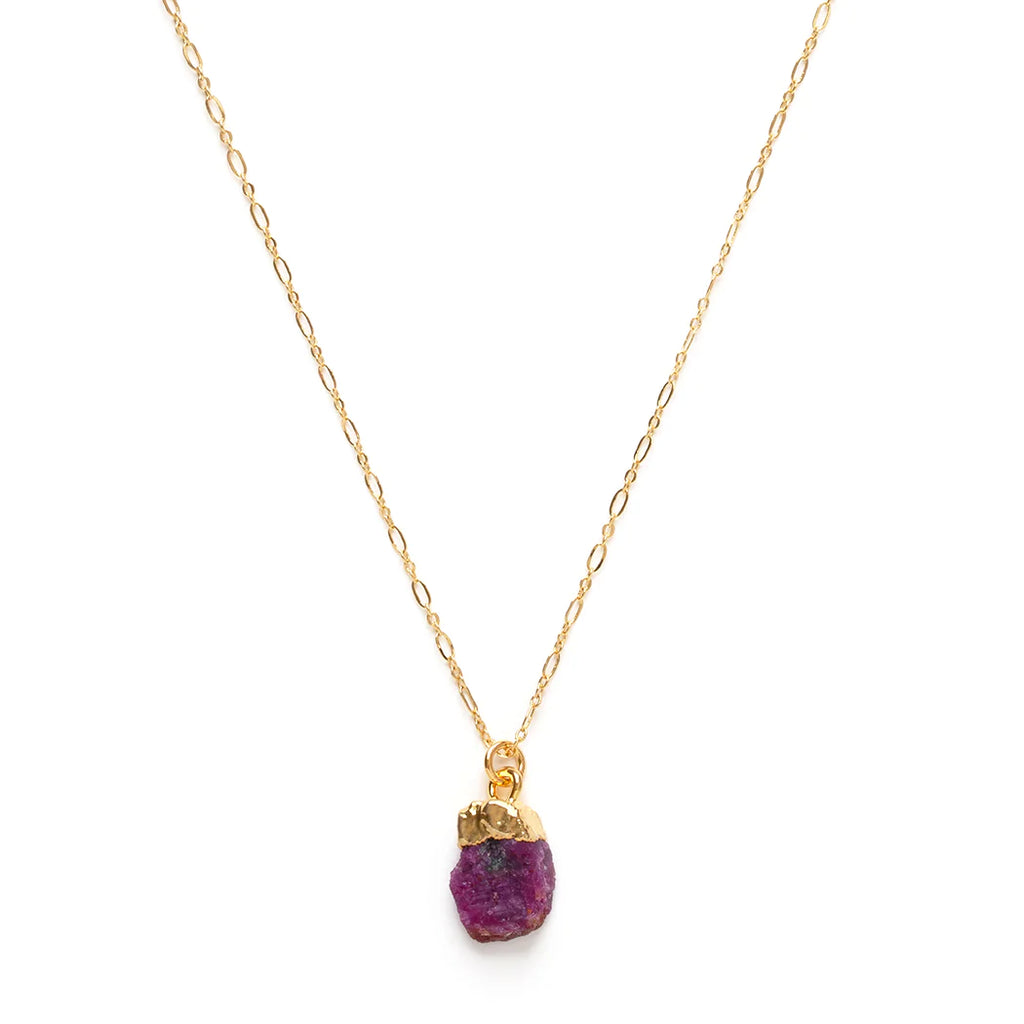 Rough-Cut Gemstone Gold Necklace
