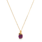 Rough-Cut Gemstone Gold Necklace