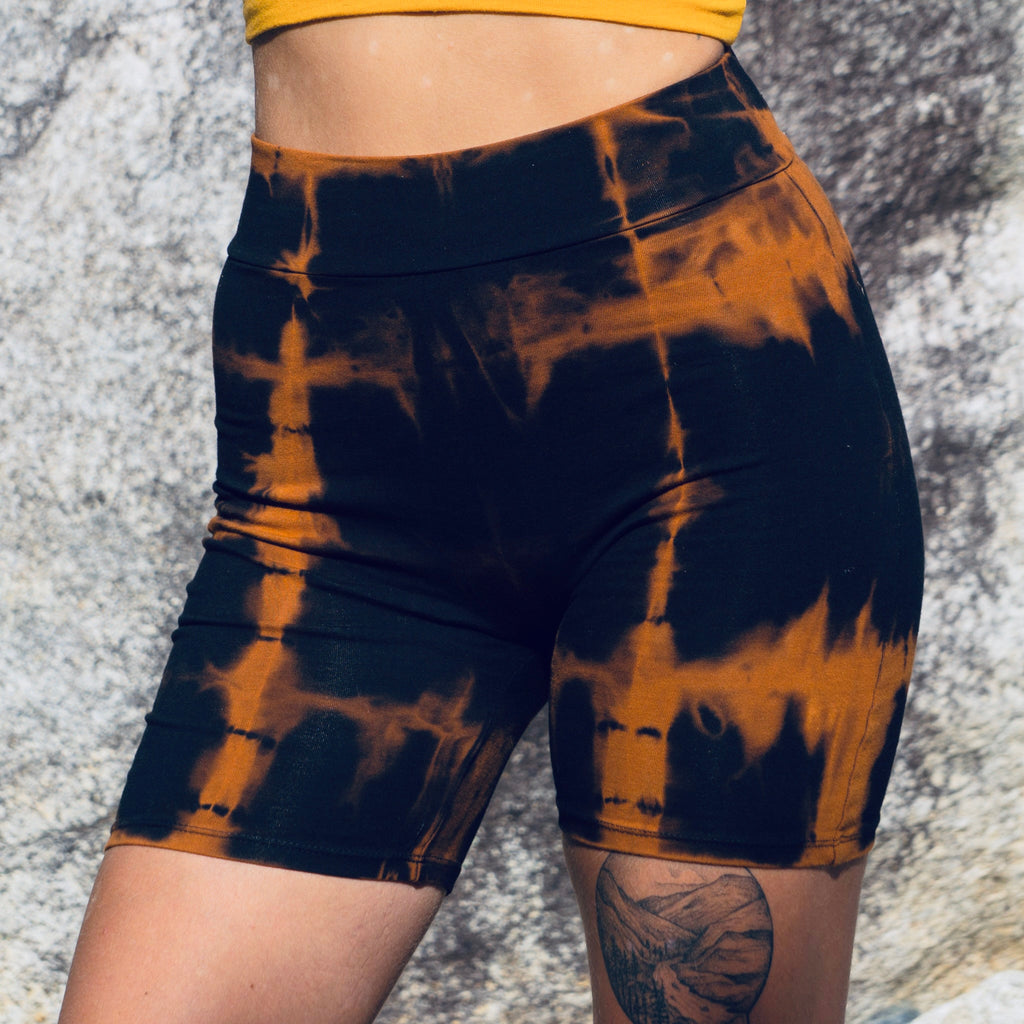 Bike Short || Shibori Squares ||  Embers