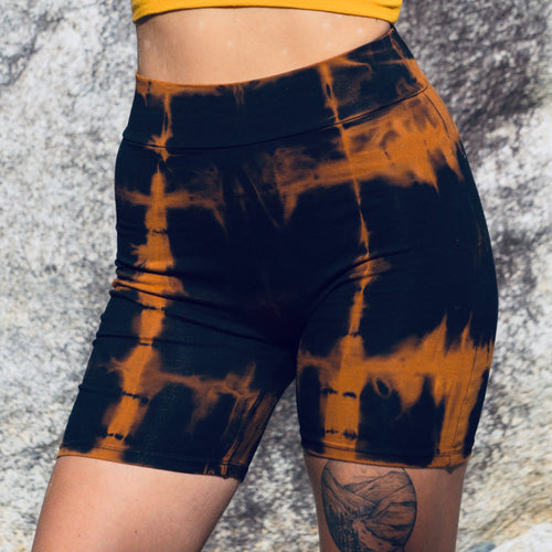 Bike Short || Shibori Squares ||  Embers