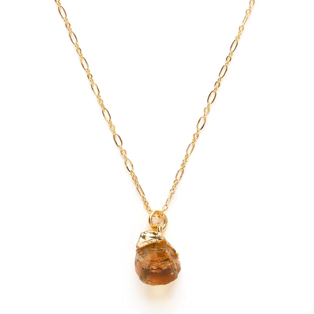 Rough-Cut Gemstone Gold Necklace