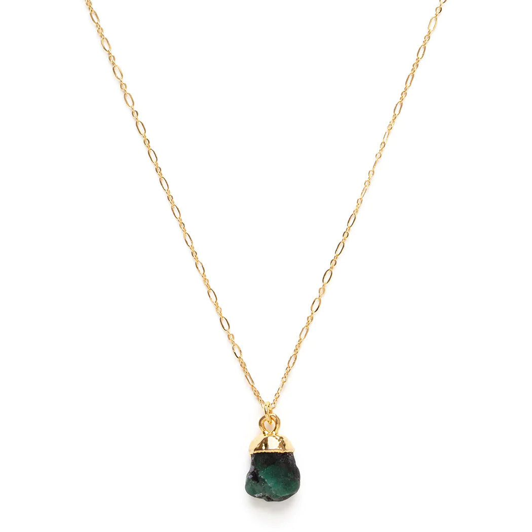 Rough-Cut Gemstone Gold Necklace