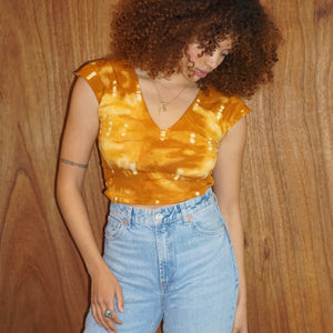 V Cotton Crop Top || Nirvana || Bronze