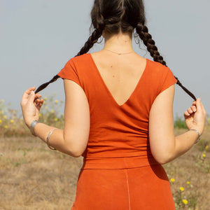 V Cotton Crop Top || Ginger Rust