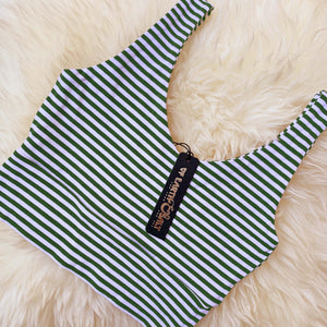 Crop Tank || White & Olive Stripe