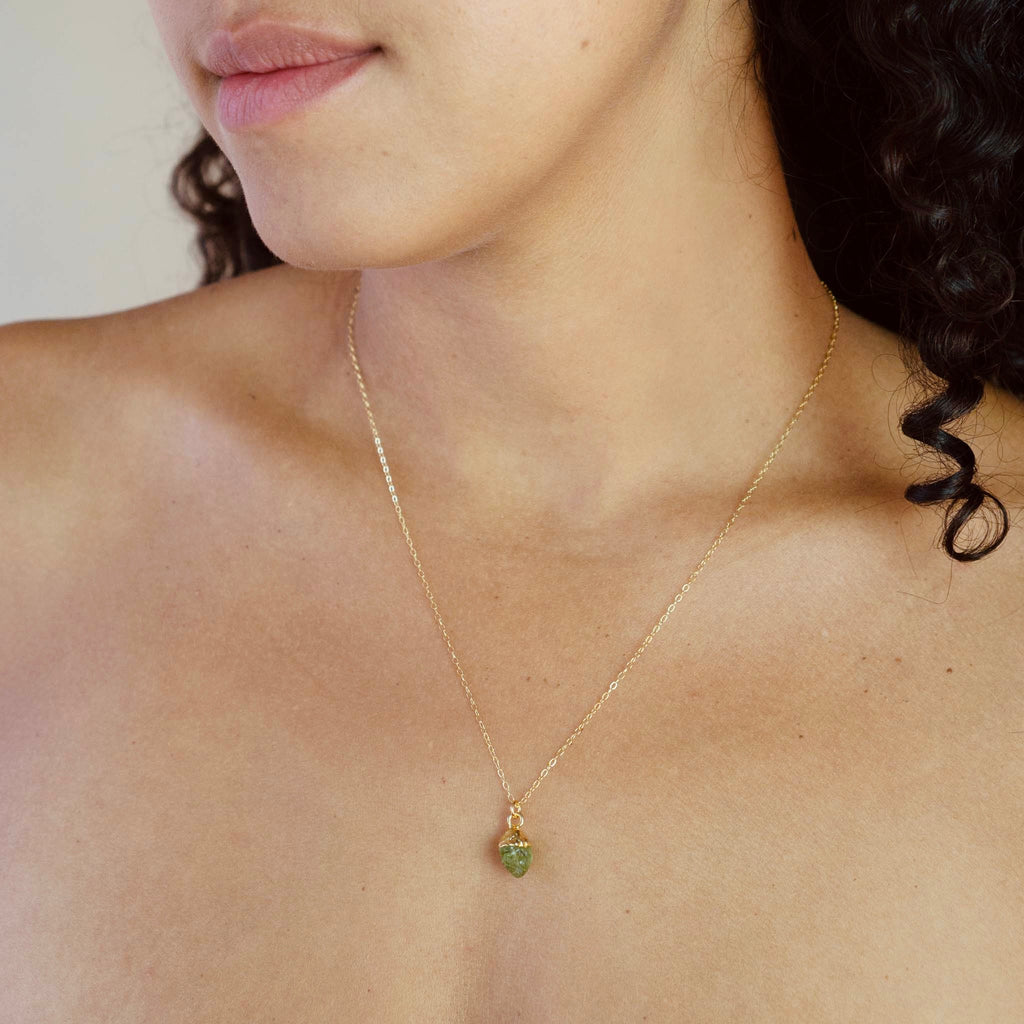 Rough-Cut Gemstone Gold Necklace