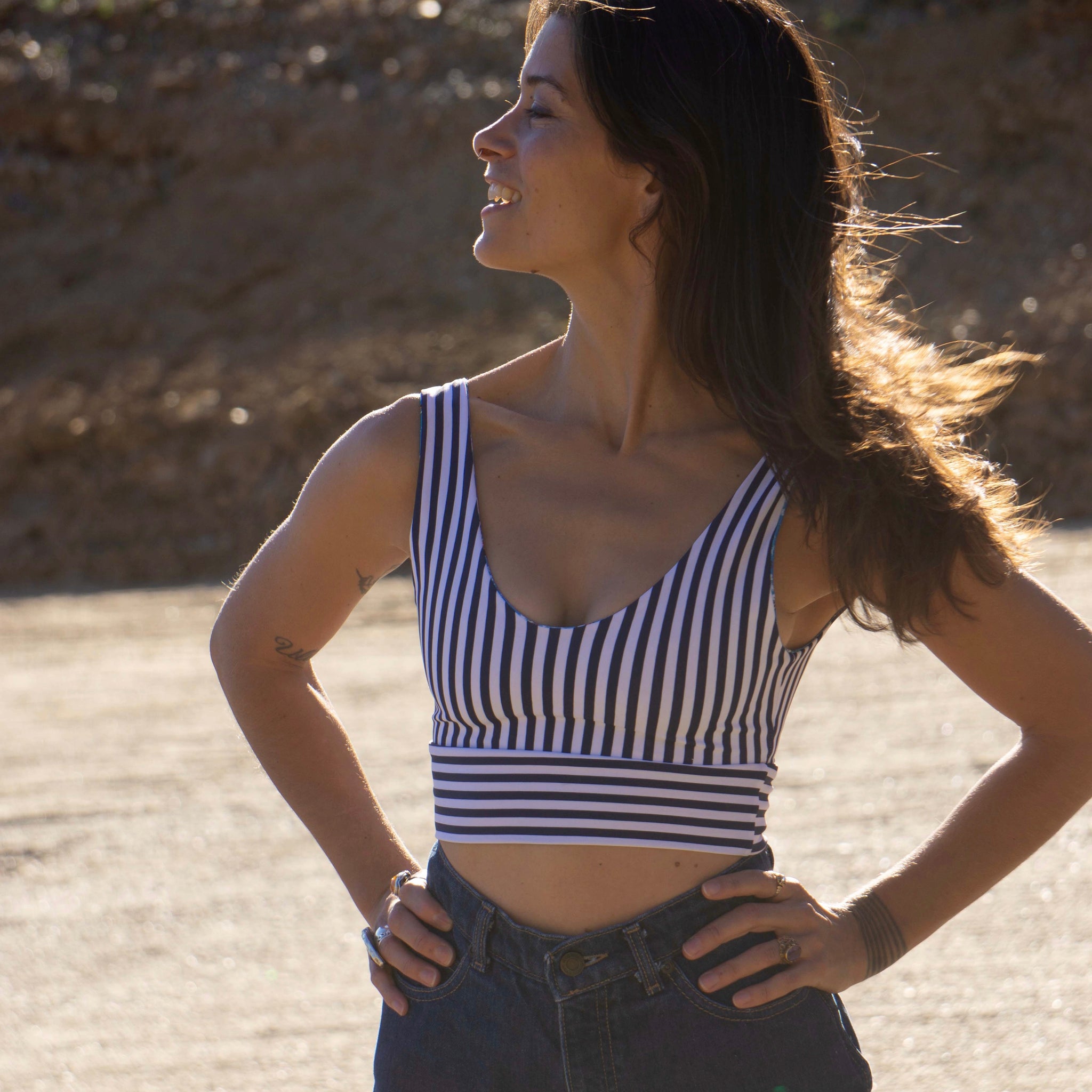 Swim Crop Tank || Birds & Stripes