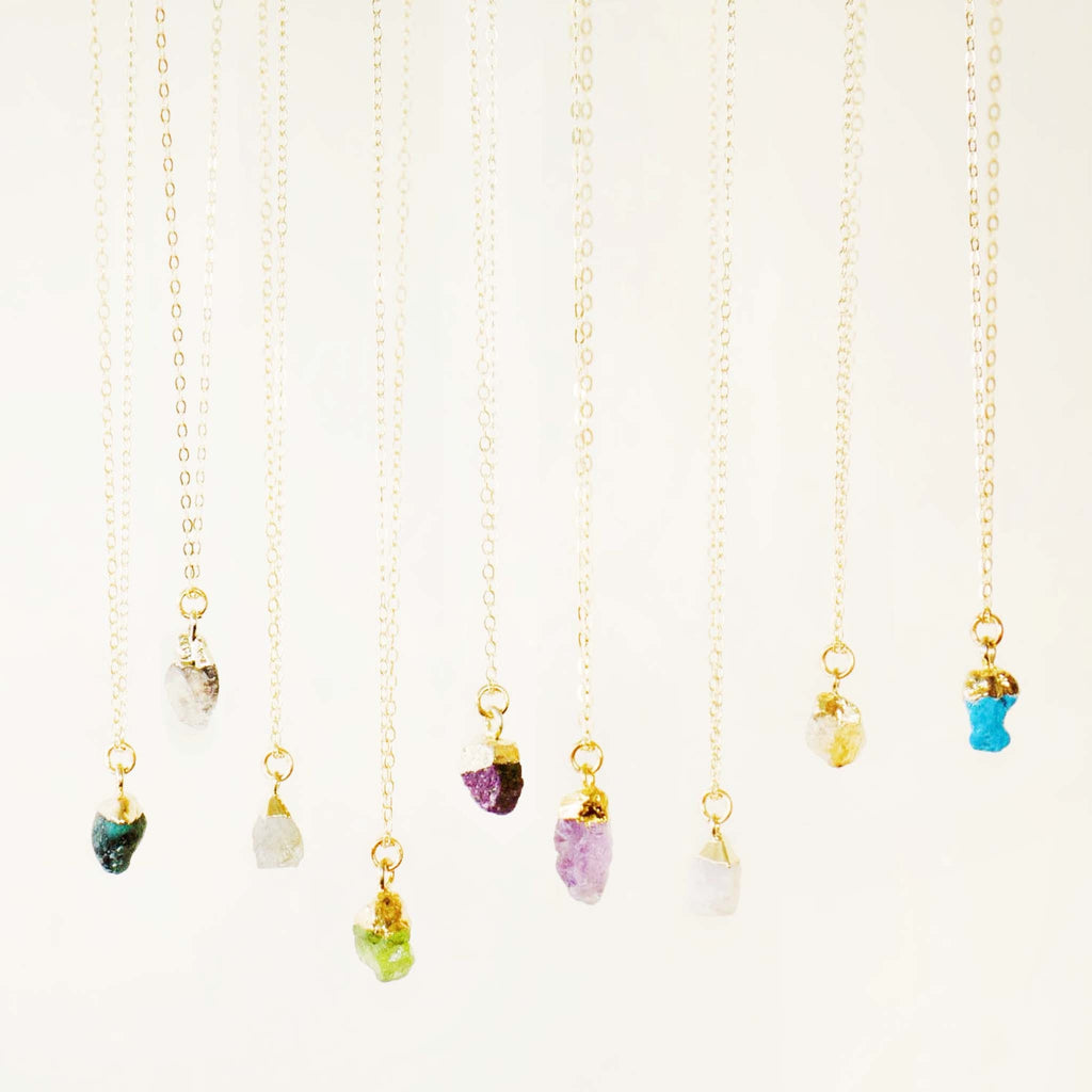 Rough-Cut Gemstone Gold Necklace